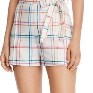 Wayf High Waist Plaid Tie Waist Shorts Size M